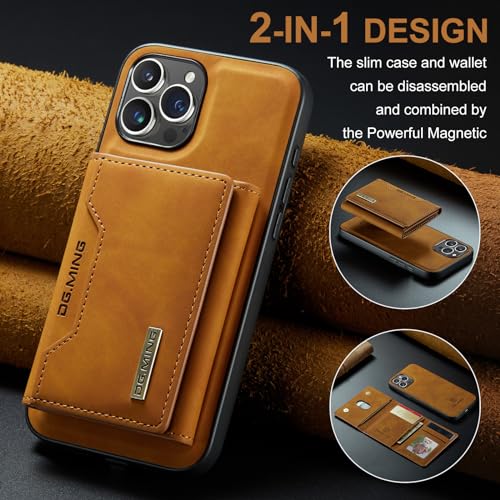 Leather Wallet Phone Cases Compatible with iPhone 15 Pro Case with Card Holder Men 6.1'' 2 in 1 Detachable Back Cover (Brown, IP 15 Pro) - color: Brown, size: IP 15 Pro