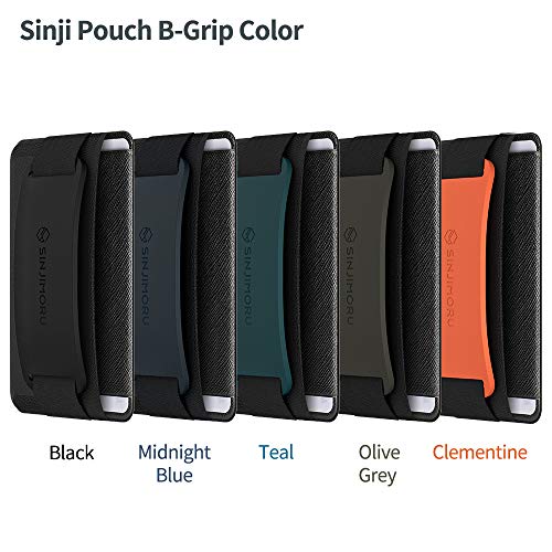Sinjimoru Phone Grip Card Holder with Phone Stand, Silicone Teal | Sinji Pouch B-Grip, stick on wallet, finger grip strap, kickstand phone stand, flap card protection, universal fit - color: Teal