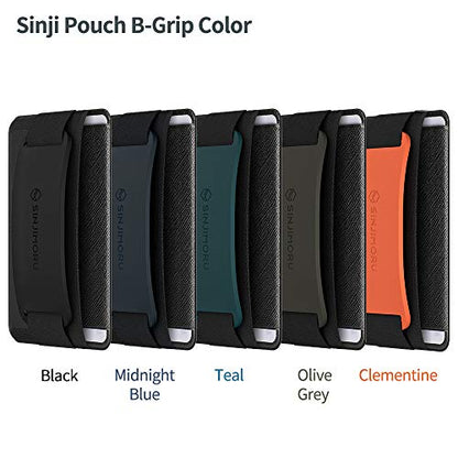 Sinjimoru Phone Grip Card Holder with Phone Stand, Silicone Teal | Sinji Pouch B-Grip, stick on wallet, finger grip strap, kickstand phone stand, flap card protection, universal fit - color: Teal