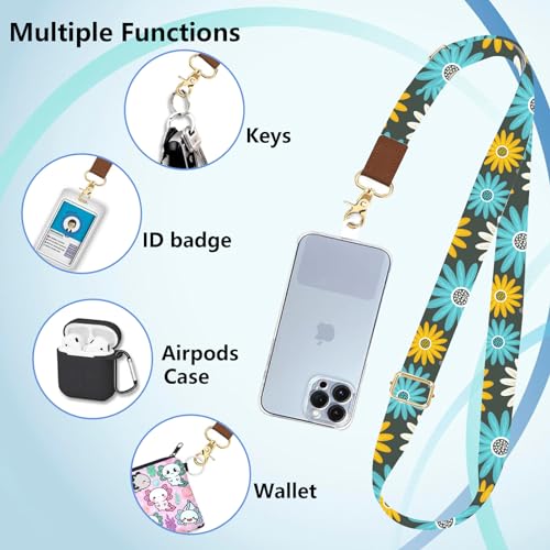 Phone Lanyard Wrist Strap Crossbody Adjustable, Cell Phone Lanyard for Around The Neck Shoulder Wristlet Strap - color: Colorful Daisy