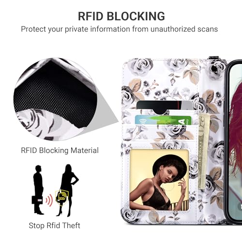 ULAK Compatible with iPhone 15 Pro Wallet Case with Card Holder, Black | Flip PU Leather Kickstand RFID Blocking Design Cover Wrist Strap Shockproof Phone Case for iPhone 15 Pro 6.1 inch - color: Black, size: iPhone 15 Pro - 6.1 inch