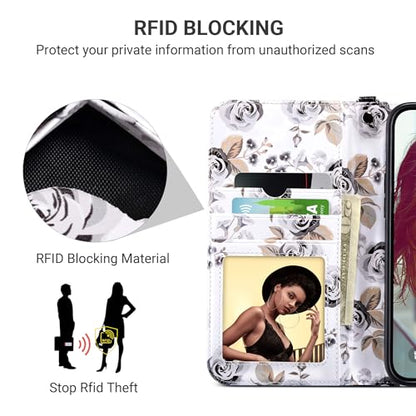 ULAK Compatible with iPhone 15 Pro Wallet Case with Card Holder, Black | Flip PU Leather Kickstand RFID Blocking Design Cover Wrist Strap Shockproof Phone Case for iPhone 15 Pro 6.1 inch - color: Black, size: iPhone 15 Pro - 6.1 inch