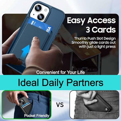 Magnetic for iPhone 15 Plus/iPhone 14 Plus Wallet Case, Deep Blue - color: Deep Blue, size: iPhone 15 Plus/14 Plus