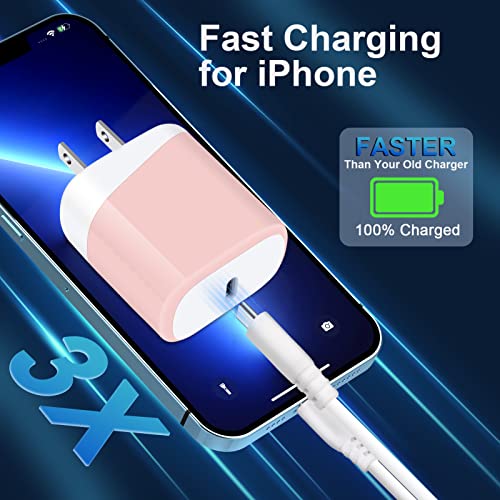 Fast Charger Block for iPhone 17e 17 Air Pro Max 16e 16 15 14 13 12 11 XR XS X 8 7 6,Samsung Galaxy A17,ZFold7,Flip7,Pixel 10a Pro,20W USB-C Power Adapter Fast Charging Box Travel Cube Wall Plug Brick - color: Pink