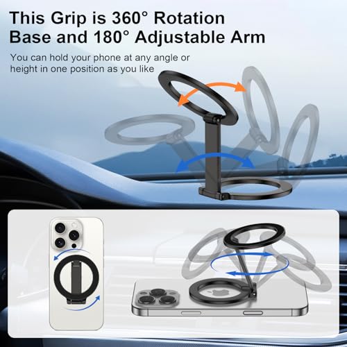 Dual-Side Magnetic Phone Grip for MagSafe, Phone Ring Holder Removable - color: Black2