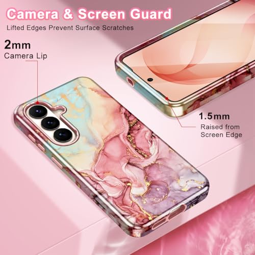 Btscase for Samsung Galaxy S26 Plus Case, [Military Grade Drop Tested] Marble Pattern Design Slim Rugged Shockproof Women Girls Men Protective Anti-Scratch Cover, All Rose Gold - color: All Rose Gold, size: Samsung Galaxy S26 Plus