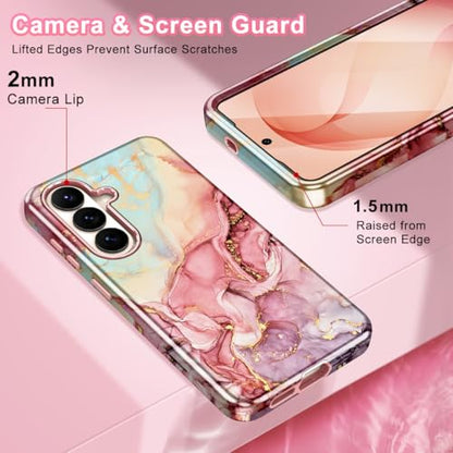 Btscase for Samsung Galaxy S26 Plus Case, [Military Grade Drop Tested] Marble Pattern Design Slim Rugged Shockproof Women Girls Men Protective Anti-Scratch Cover, All Rose Gold - color: All Rose Gold, size: Samsung Galaxy S26 Plus