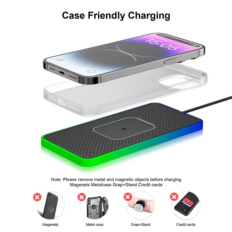 Wireless Charger Pad for Subaru Outback Ascent Solterra Car Interior Console Fast Charging Nonslip Mat 15W High Power Pad