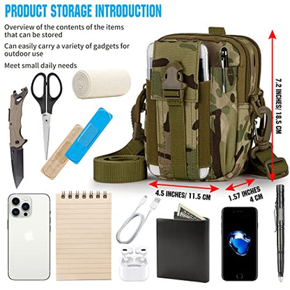 Tactical Molle Phone Pouch Nylon Multi-Purpose EDC Pouch Utility Waist Bag Tool Holster with Shoulder Strap for 4.7"-6.7" Smartphone - color: Camo
