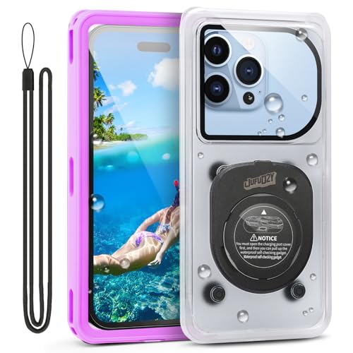 Waterproof Phone Case,IPX8 Waterproof Phone Pouch for Beach & Snorkeling Essentials,Phone Waterproof Case with Lanyard, Universal Case Up to 6.9" for iPhone,Samsung (Purple) - color: purple