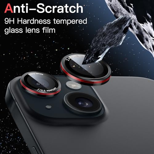 JETech Camera Lens Protector for iPhone 15/15 Plus, Black+Red, 1 Set - size: iPhone 15/15 Plus