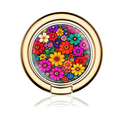 Cell Phone Ring Holder, Cute Metal Phone Grip Stand Finger Ring Kickstand, Flexible 360°Rotation Phone Tablet Case Accessories Compatible with Most Phones Boho Colorful Flowers - color: Boho Colorful Flowers