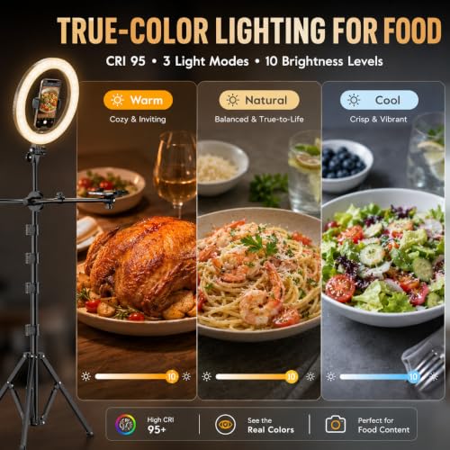 Upgrade Tripod Ring Light Stand with 2 Telescopic Arms -67" Ring Light Tripod for iPhone&Android, Overhead Phone Mount with Remote, Phone Stand for for TikTok, YouTube，Zoom & Video Recording