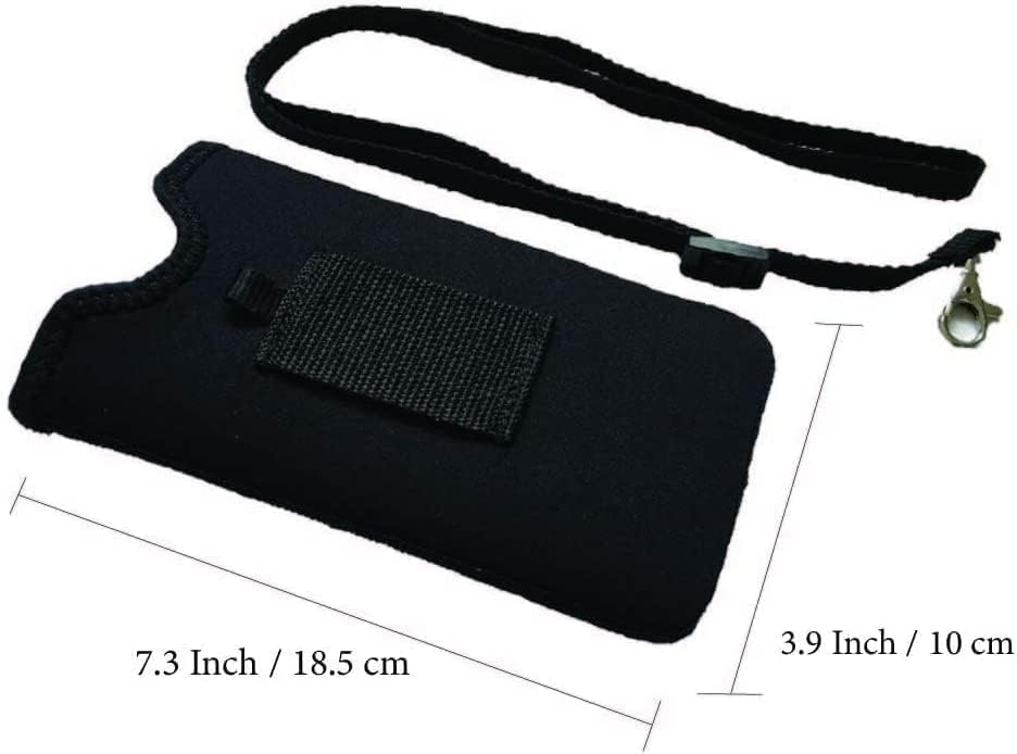 Tainada Neck Phone Holder Pouch w/Belt Loop (Black Geometric Pattern) - color: Black Geometric Pattern