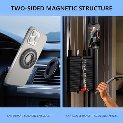 Magnetic Phone Ring Holder for MagSafe,【Two-Sided Magnetic】 360° Rotation Magnet Phone Grip for iPhone 16/15/14/13/12 Series/Samsung/Google (Black) - color: Black