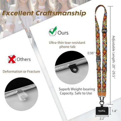Icycay Phone Lanyard Crossbody Strap Neck Adjustable Teacher Women Boho - color: Boho Colorful