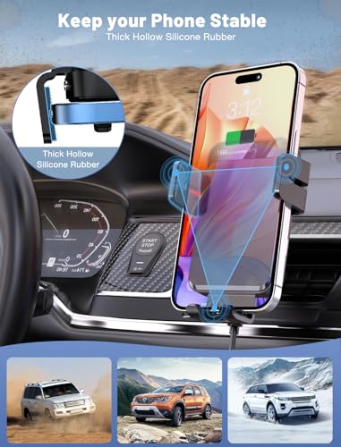 Wireless Car Charger Auto-Clamping Air Vent Car Mount 15W Fast Charging - color: Black
