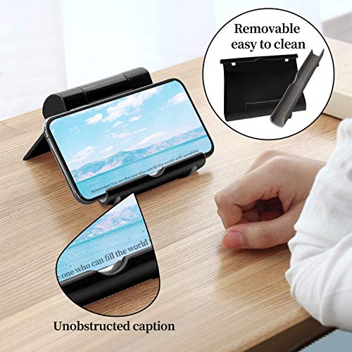 Cell Phone Stand for Desk, 2 Pack Foldable Phone Holder for Office Kitchen Travel, Compatible With iPhone iPad Switch and All Smartphones (Black)