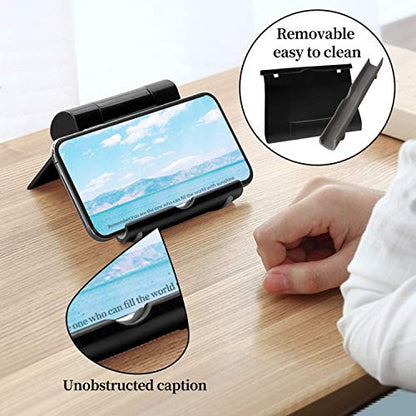 Cell Phone Stand for Desk, 2 Pack Foldable Phone Holder for Office Kitchen Travel, Compatible With iPhone iPad Switch and All Smartphones (Black)