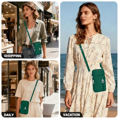 YINHEXI Small Crossbody Bags for Women Trendy, Mini Triple Compartment Cell Phone Crossbody Wallet Purses - color: Dark Green-2
