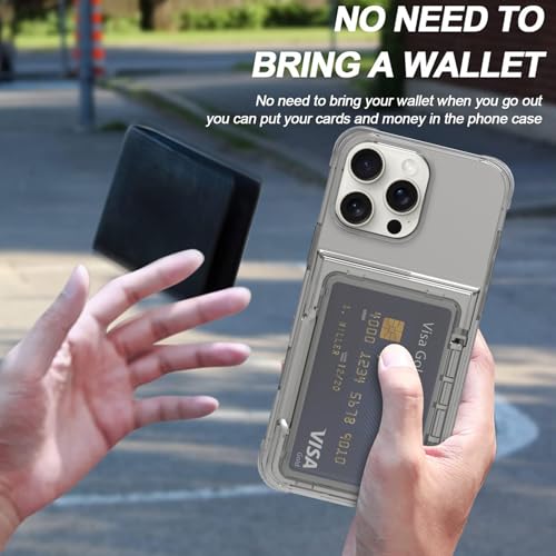 Wallet Case for iPhone 16 Pro Max with 3 Credit Card Holder Slot | Shockproof Hybrid Heavy Duty Protection Clear Phone Cover Compatible with iPhone 16 Pro Max 2024 (Clear Black) - color: Clear Black, size: iPhone 16 Pro Max