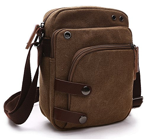 Mini Crossbody Bags for Women and Men - Small Purses and Handbags - Travel Bag - Canvas Shoulder Purse - color: Coffee