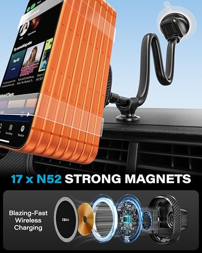 1Zero for Magsafe Car Mount Charger, 15W Fast Charging for Windshield