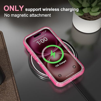 Follaroma for iPhone 16 Plus Case, Shockproof, Crystal Pink | Heavy Duty Shockproof Protection Phone Cases, Anti-Drop, Dual Layer Transparent Rugged Protective Cover, 6.7 inch - color: Pink, size: iPhone 16 Plus 6.7‘’