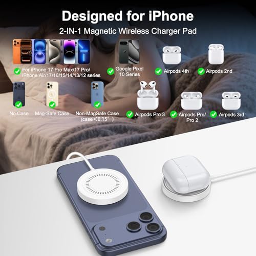 15W MagSafe Charger Magnetic Wireless Charger for iPhone 17 Pro Max/17 Pro - color: White-1