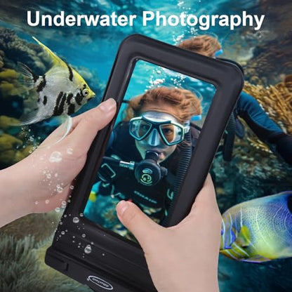 AiRunTech XL Waterproof Phone Pouch,Double Seal Floating Phone Case for Swimming Kayak Paddle Board,Protector iPhone 17 16 15 14 13, River Lake Canoe Boating Beach Accessories(Iridescent Pink+Black)