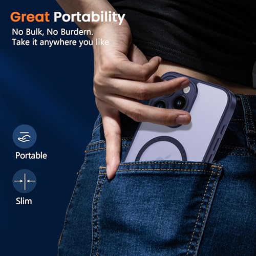 Magnetic Case for iPhone 13 Pro 6.1-Inch, [Compatible with Magsafe][Full Camera Protection] Ultra Slim Translucent Matte Shockproof Protection Phone Cover-Navy Blue - color: Navy Blue, size: iPhone 13 Pro