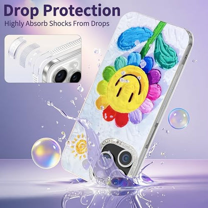 Compatible with iPhone 12 Pro Max Case,with [Soft Slim][Camera Protection] Cute Rainbow Flower Aesthetic Phone Cover Anti-Yellowing Shockproof Protective Cover for Women Girl-White - color: White, size: iPhone 12 Pro Max