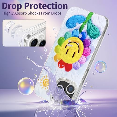 Compatible with iPhone 12 Pro Max Case,with [Soft Slim][Camera Protection] Cute Rainbow Flower Aesthetic Phone Cover Anti-Yellowing Shockproof Protective Cover for Women Girl-White - color: White, size: iPhone 12 Pro Max