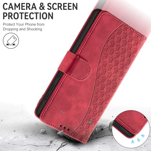 Flip Wallet Case for iPhone 11 PU Leather Red | RFID Blocking, 3 Card Slots & 1 Cash Pocket, Magnetic Closure, Kickstand Function, Leather Flip Case for iPhone 11 - color: Red