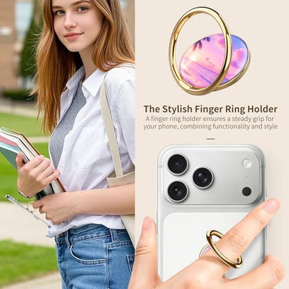 Cell Phone Ring Holder, Cute Phone Ring Grip Stand, 360°Rotation Funny Metal Kickstand Finger Grip Beautiful Beach Tree - color: Beautiful Beach Tree