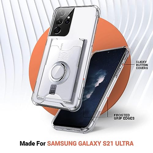 Shields Up for Samsung Galaxy S21 Ultra Case with Card Holder Stand, Clear - color: Clear, size: Galaxy S21 Ultra