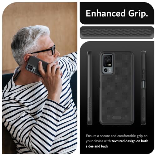 TUDIA MergeGrip for Jitterbug Smart 4 Case T608G, [Military Grade Drop Tested] Shockproof Protection Slim Rugged Dual Layer Heavy Duty Phone Cases for Senior - Matte Black - color: Matte Black