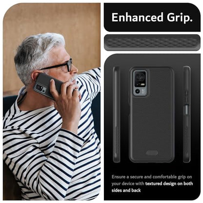 TUDIA MergeGrip for Jitterbug Smart 4 Case T608G, [Military Grade Drop Tested] Shockproof Protection Slim Rugged Dual Layer Heavy Duty Phone Cases for Senior - Matte Black - color: Matte Black