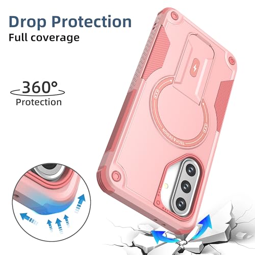 for Galaxy A37/A36-5G Case Military-Grade Dropproof Phone/Invisible Kickstand with MagSafe/HD Screen Protector, Protective Magnetic Phone Cover for Samsung Galaxy A37 4G/5G&A36 5G (Pink) - color: Pink