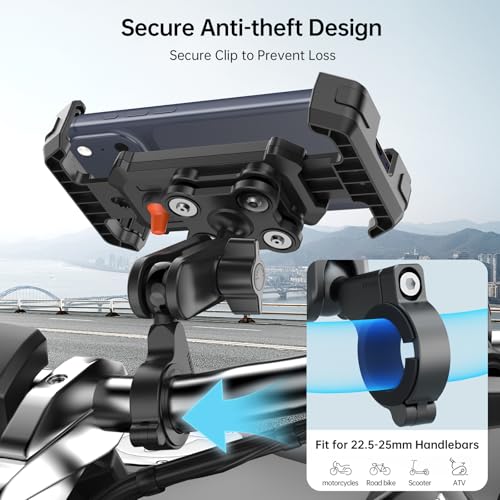 Motorcycle Phone Mount with Vibration Dampener & Security Lock