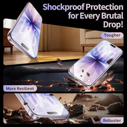 2 Pack for iPhone 17 Screen Protector, 9H+ Hardness Tempered Glass Full Edge Coverage, Military-Grade Shatter Protection, HD Clear & Sensitive Touch, Easy Installation - size: for iPhone 17