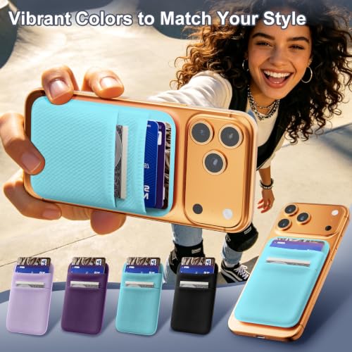 SHANSHUI Wallet for Magsafe, Stretchy Magnetic Phone Wallet Card Holder for Back of Phone Pocket Comaptible for iPhone & Most Smartphone (Green - color: Green