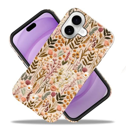Compatible with iPhone 17,Anti-Scratch Glossy Case Cover,Boho Romantic Embroidery Flower - color: Boho Romantic Embroidery Flower, size: IPhone 17