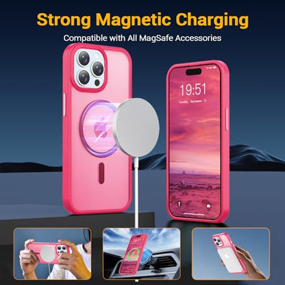 for iPhone 14 Pro Max Case, Compatible with Magsafe, Anti-Yellowing, Military-Grade Protection, Shockproof Slim Magnetic Phone Case Cover, Hot Pink - color: Hot Pink, size: iPhone 14 Pro Max