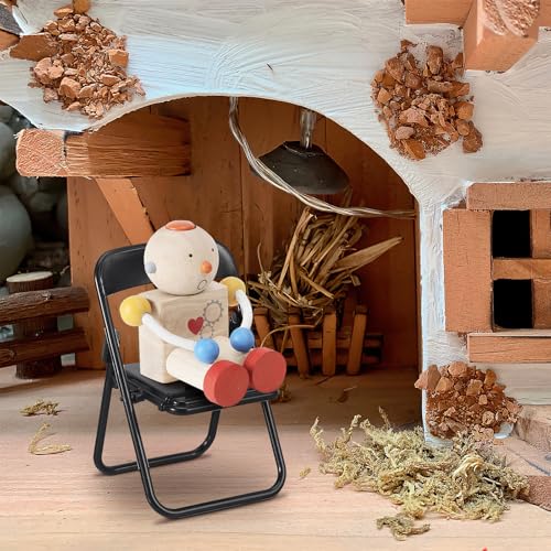 SHINEOFI 12 Pcs Mini Folding Chair Cell Phone Stand,Doll House Folding Chair Models,Hands-Free Portable Desktop Stand Cute Decor for Smartphone Tablet Dollhouse Decoration