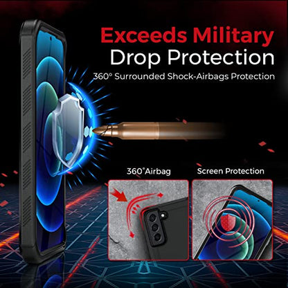 MOTIVE Heavy Duty Case for Samsung Galaxy s22 Plus, Belt Clip | 6.6" | Bunker Series, Military Grade Multi-Layer Protection, PC/TPU Build, Sealed Port Cover, 20 ft Drop tested - size: S22 Plus