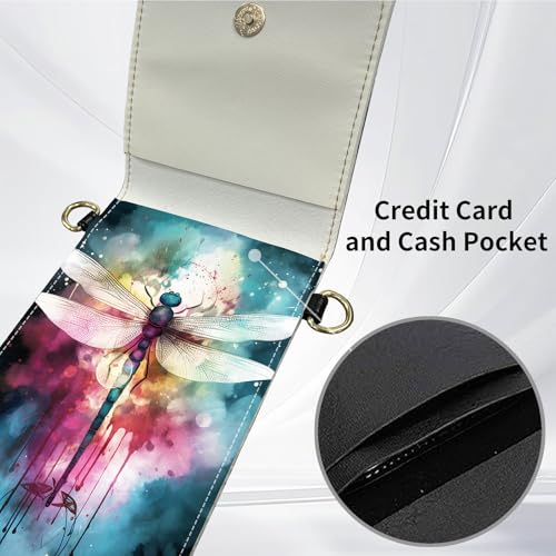 for Women Cell Phone Purse,with Touchscreen Cell Phone Purse,PU Leather Shoulder Bag Waterproof Phone Wallet Case with Clear Touch Screen Window up to 6.7 inch Smartphone, - color: Color Dragonfly -171