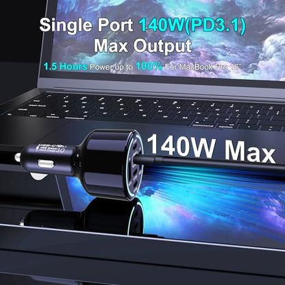 CHIPOFY 300W USB C Car Charger, 6 Ports (4 USB C + 2 USB A)