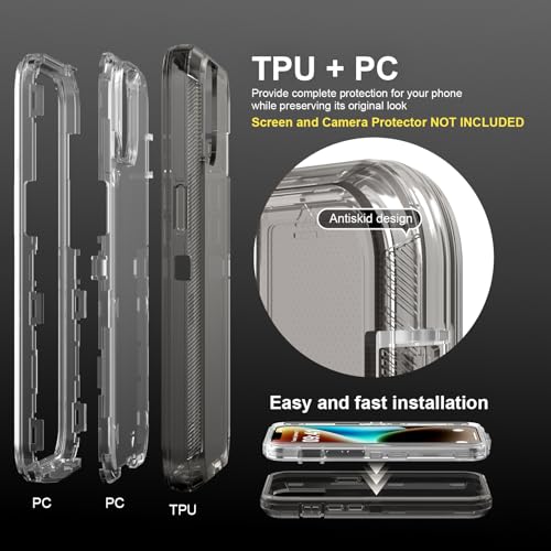 Follaroma for iPhone 13 Case, Shockproof Protection, Crystal Gray | Heavy Duty Shockproof Protection Phone Cases, Anti-Drop, Dual Layer Transparent Rugged Protective Cover, 6.1 inch - color: Gray, size: iPhone 13 6.1’
