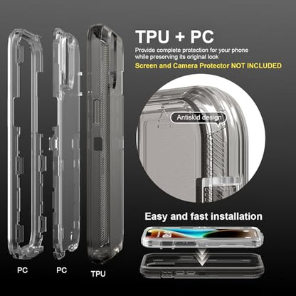 Follaroma for iPhone 13 Case, Shockproof Protection, Crystal Gray | Heavy Duty Shockproof Protection Phone Cases, Anti-Drop, Dual Layer Transparent Rugged Protective Cover, 6.1 inch - color: Gray, size: iPhone 13 6.1’